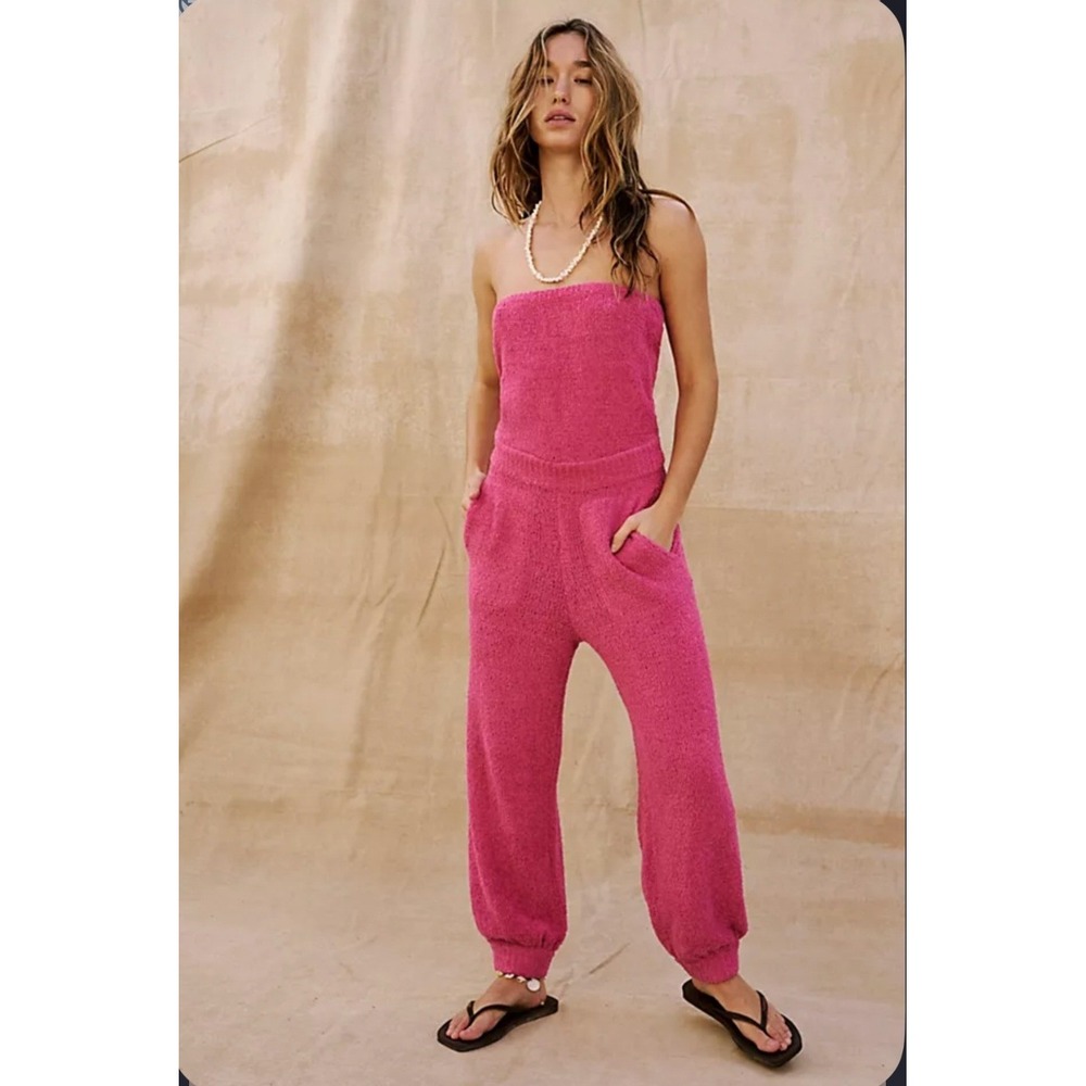 Free People FP Beach Claire One Piece Jumpsuit Island Flower Pink Women's Small